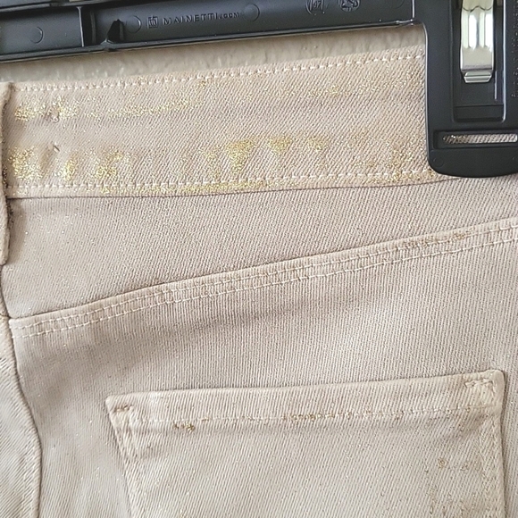 L'Agence Biscuit Gold Glitter Coated Margot High Rise Skin Jeans - Size 26 - Picture 11 of 13